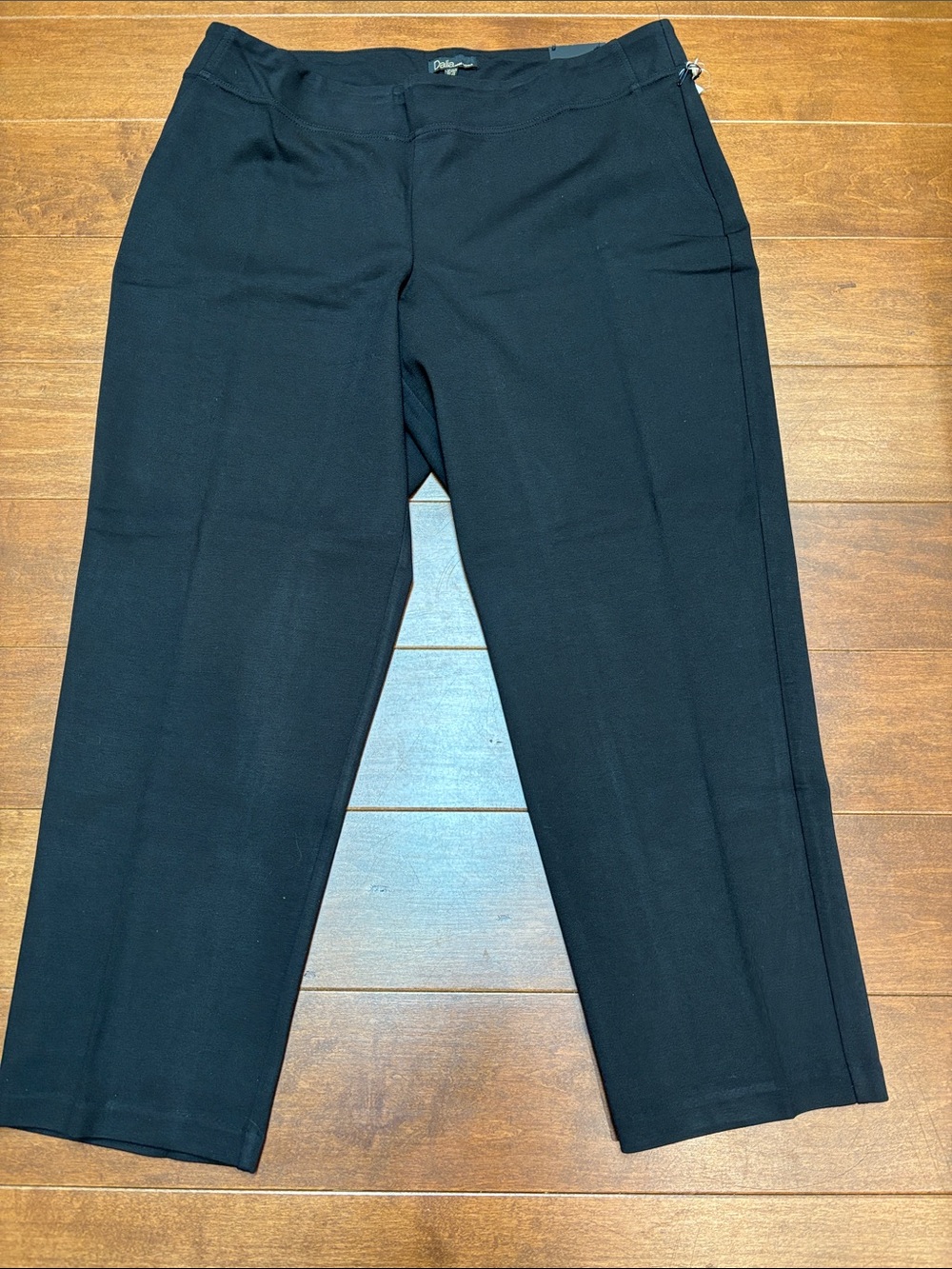 Dalia Black Straight-Leg Dress Pants